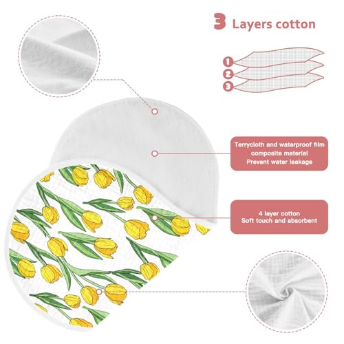 J JOYSAY Tulips Flower White Baby Burp Cloths for Boys Girls Large 22''x11'' Cotton 4 Layer Baby Essentials for Drool Spit Up one sizex23
