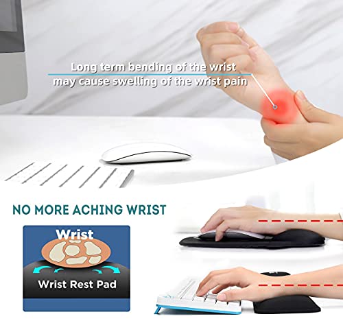 Ergonomic Keyboard Wrist Rest Pad and Mouse Pad Hand Support for Laptop Computer Wrist Rest Support Cushion Memory Foam Set for Office Gaming Easy Typing - Black