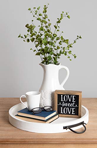 image for Kate and Laurel Marmora Casual-Farmhouse Round Wooden Decorative Tray 