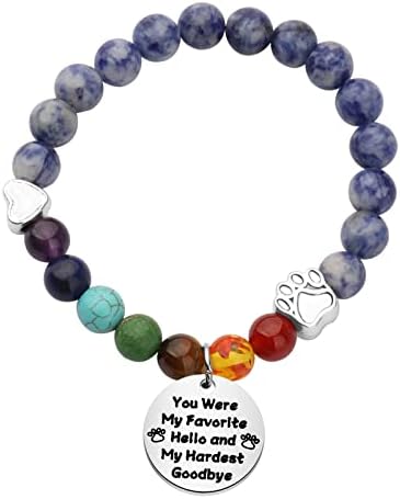 BEKECH Dog Memorial Jewelry Remembrance Gifts You Were My Favorite Hello and My Hardest Goodbye Beads Bracelet
