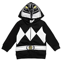 Power Rangers - Toddler to Big Boys Zip Up Fleece Hoodie, Black -, 4 Años