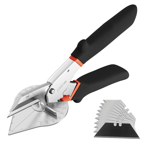 GARTOL Gehrungsschere mit 10 Ersatzklingen Winkelschere für präzise Gehrungsschnitte von 45135 ideal für PVC Kabelkanäle Sockelleisten Gummi Kunststoff und Zierleisten