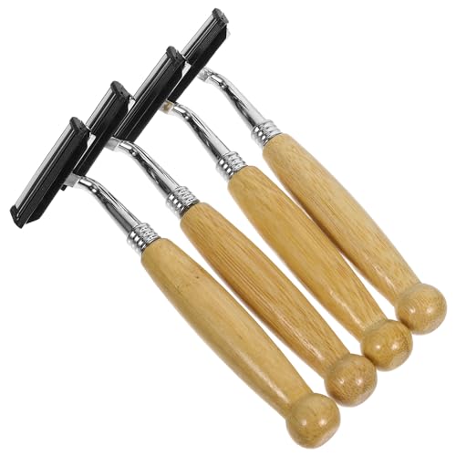 Garneck 4 Maquinillas de Afeitar Manuales con Mango de Bambú, Cuchillas de Acero Inoxidable, Afeitadoras Clásicas para Barba y Vello Corporal, Respetuosas Medio Ambiente y Uso en Casa