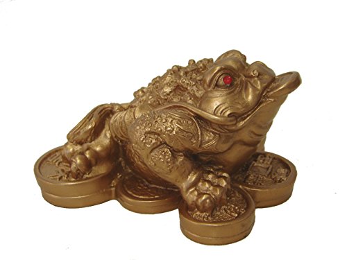 Kt Feng Shui Mini Matte Gold Money Frog Coin Toad/Chan Chu Chinese Charm Of Prosperity Home Decoration Gift Us Seller (Idea For Office Desk Computer Book/Tv Shelf And Cashier Registration Area Display) by KT