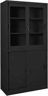 qiangxing Office Cabinet with Sliding Door Anthracite 35.4