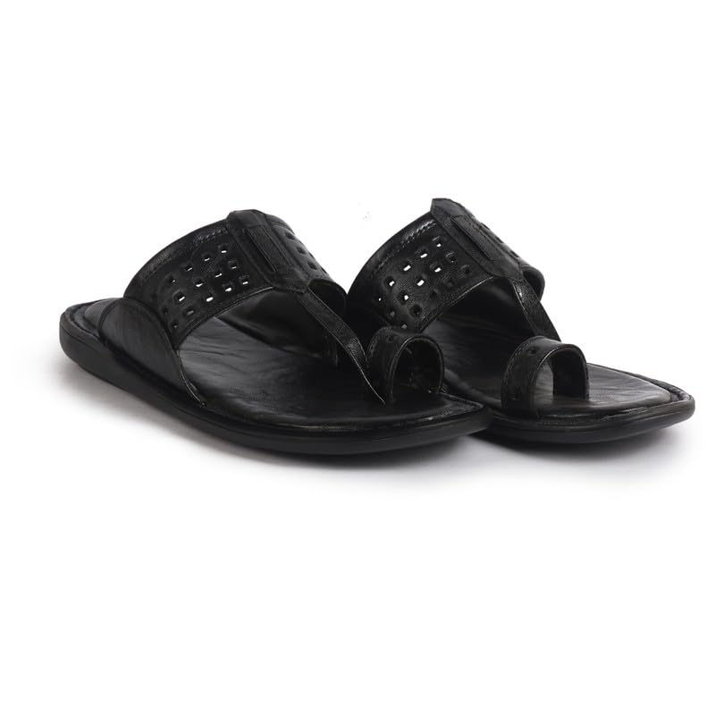 Image of FAUSTO Men Casual Outfit Kolhapuri Toe Ring Strap Ortho Slippers | Memory Cushioned Footbed | Ultra Lightweight and Comfort Slip On Slipper
