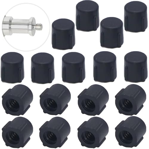 ThtRht 20 Pack Photography Light Stand Top Screw Caps Replacement 1/4''-20 Threaded Phone Tripod End Caps Tips Protective Cover for Monopod Selfie Stick Portable Camera Mount Tripod Stand Mini Tripod