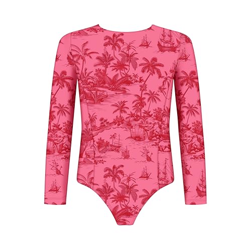Image of Girls Long Sleeve Swimsuit - UPF 50+ Chlorine Resistant Ruffle Bolero Girls' Swimwear | Size 6-12