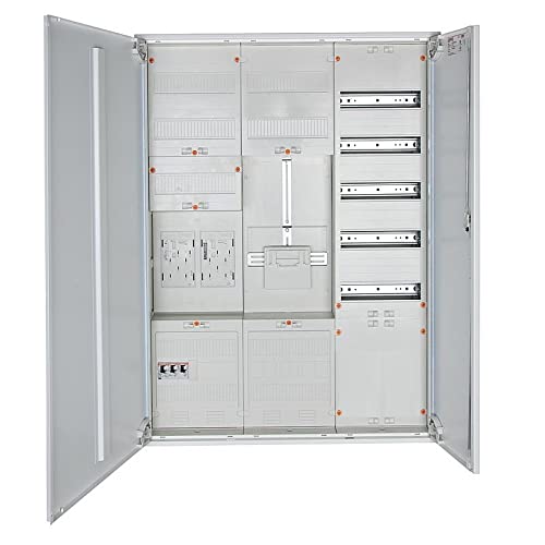 Komplett-Zählerschrank, Zweifamilienhaus/Wärmepumpe, z.B. ENBW, 2X Zählerplatz eHZ/1x TSG 3-Punkt/Verteilerfeld mit APZ, 1x Hauptsicherungsautomat SHU 50A