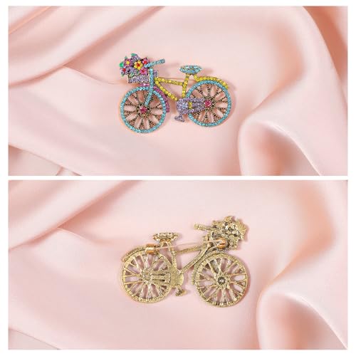 Image of Ymapinc Bicycle Rhinestone Brooch for Women, Colorful Crystal Pin, Fashion Decorative Safety Brooch for Crafts Wedding