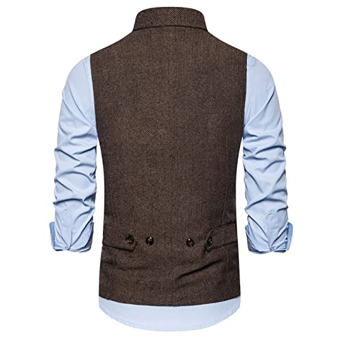 Double Breasted Vest Men Tweed Groomsmen Formal Party Wedding Waistcoats Vintage Prom Dress Vests For Suits Tuxedo3