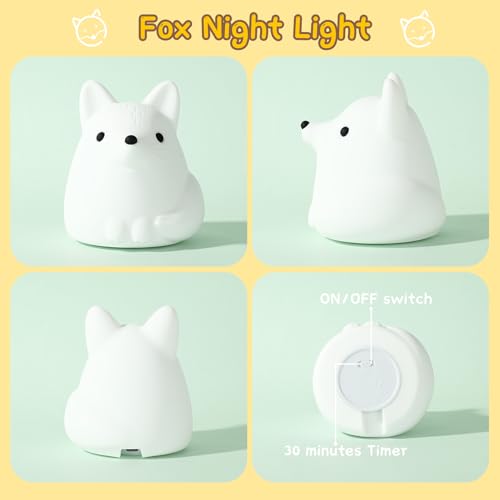 Lámpara nocturna infantil en forma de zorro USB recargable miniatura 3
