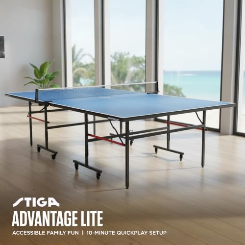 Image of STIGA Advantage Series Indoor Ping Pong Table, Foldable Table Tennis Table - 13, 15, 18, and 25mm Tabletops - Quickplay 10 Minute Assembly - Playback Mode - Recreational- to Tournament-Level