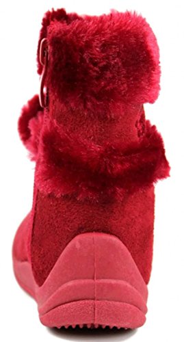 Kali Footwear Little Girl's Zello Glitter Pom Pom Boots (4,Red)4