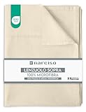 NARCISO Sábana encimera de una plaza y media 180 x 290 de microfibra lisa embossed, sábana sin esquinas 1 plaza y media transpirable e hipoalergénica ropa de cama Made in Italy, 1,5 P – Arena