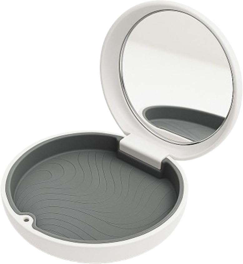 Dentosmile Off White Color Dental Orthodontic Teeth Aligner, Denture Box Case, Mouth Guards Retainer, Slim Aligner Case with Mirror and Silicone Layer