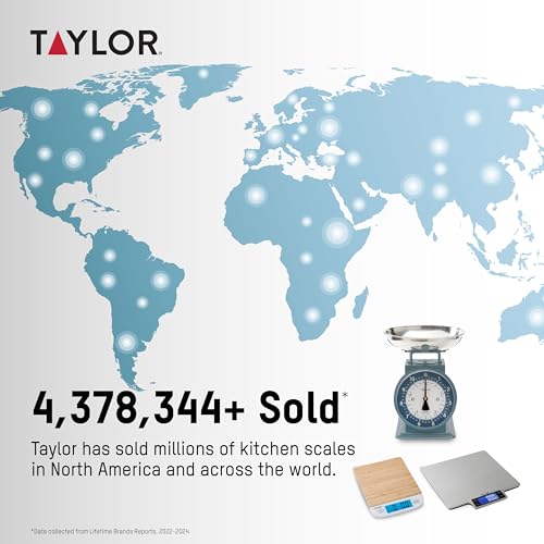 Image of Taylor Mechanical Kitchen Weighing Food Scale with Bowl, Weighs up to 11lbs, Measures in Grams and Ounces, Food Scales for Kitchen, Storm Blue