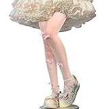 Benefeet Sox Womens Girls White Sheer Tights Sexy Nylon Soft Pantyhose Cute 3D Bows Lolita Tights Mesh High Waist Stockings Cosplay Party Tights Halloween Gothic Gifts, Pink Bow