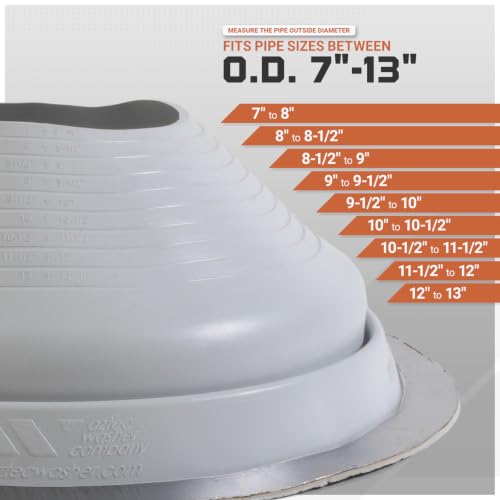 Image of Fasteners Plus #9 Round EPDM Metal Roof Pipe Flashing Boot (Fits 9 inch - 19 inch Pipe OD), Gray