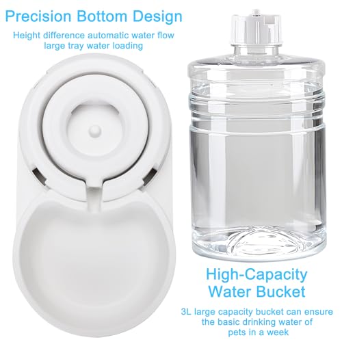 RIZZARI Automatic Pet Waterer, 3L Gravity Water Dispenser, 100% BPA-Free, Large Capacity Water Feeder for Cats and Small and Medium-Sized Dogs (3L,with Filter)