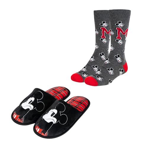 Disney Mickey Mouse Chaussons et Chaussettes pour Homme, Cadeau pour Adolescents, Tailles EU 40/41