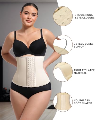 Image of Waist Trainer for Women Latex Underbust Waist Cincher Corset, Tummy Control Corset Sport Girder Hourglass Body Shaper