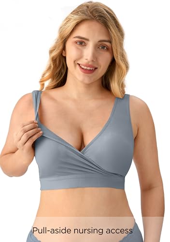 HBselect Nursing Bras for Breastfeeding, Maternity Nursing Sleep Bra Wireless Pregnancy Sleep Bralette 3/5 Pack2