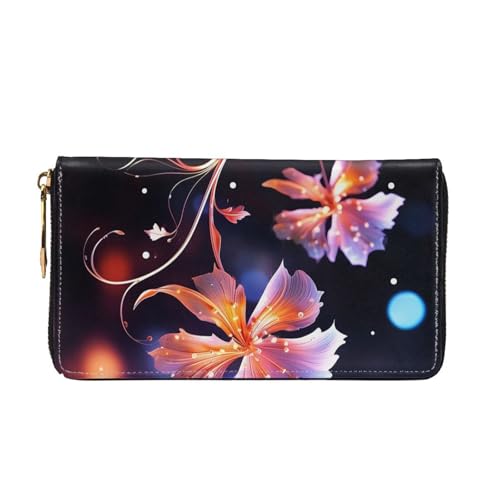 Cool Decorative Flowers Women Wallets Leather Zip Around Clutch Purses Waterproof Credit Card Holder With Phone Holder Ladies Travel Coin Purse2
