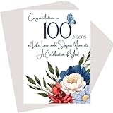 7 Hills Cards - 100th Birthday Greeting Card, 100 years old, Happy 100th Birthday Card
