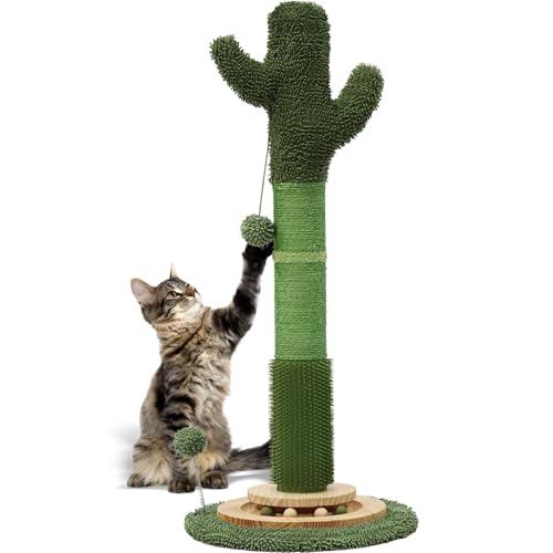 OTOB 36" Tall Cat Scratching Post, Natural Sisal Rope Cactus Cat ...