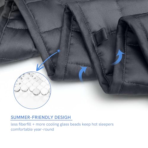 Image of YnM King Size Cooling Weighted Blanket for Adults (88x104 Inches, 25 Pounds, Dark Grey), Perfect for Hot Sleepers with Cooling Rayon /Glass Beads, Heavy Bed Blanket for Couple on Queen or King Bed