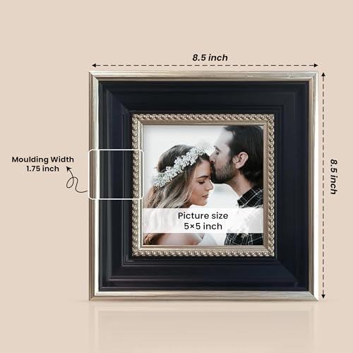 Image of Art Street Elegant Table Photo Frame for Tabletop With Back Stand, 5x5 Inch Photo, Decorative Frames Perfect for Home Decor, Durable, Birthday, Wedding, Return Gift (Black)