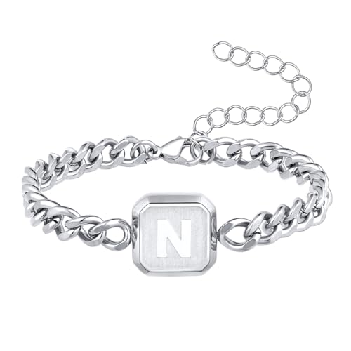 Image of Bellino Initial Bracelet Cuban Link Chain Mens Bracelets Jewelry Gifts