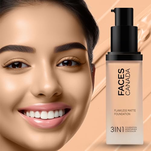 Image of FACESCANADA Flawless Matte Foundation - Rose Ivory 011,30 Ml|3-In-1 Foundation+Moisturizer Cream For All Skin Types+Concealer|12 Hr Hydration+Spf 18 Hd Matte Coverage|Lightweight|Anti Ageing,Pack Of 1