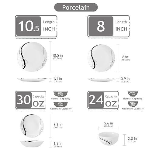 VEWEET-Porcelain-Dinnerware-Sets-for-6-24-Pieces-Plates-and-Bowls-Set-with-Black-and-Grey-Ribbon-Lines-Dishes-Set-Dining-Ware-for-Dinner-Microwave-and-Dishwasher-Safe-Series-FIONA