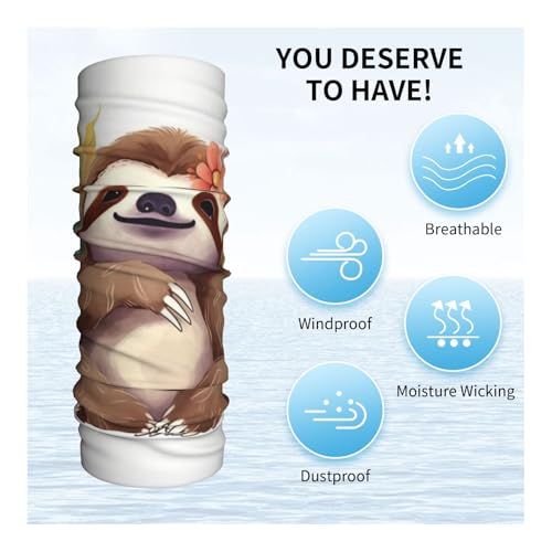 Cute sloth Leaves Neck Gaiter UV Sun Protection Face Mask Scarf Cooling Breathable Face Cover for Men Women Elastic Balaclavas Versatile Bandana, Sun & Wind-proof for Skiing Hiking4