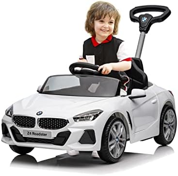 Voupou Push Ride-on Car for Toddlers 1-5, Licensed BMW Z4 Toddler Push Car with Adjustable Push Rod/Horn Music/Silent Wheel, Push Car for Baby Birthday Gift (White)