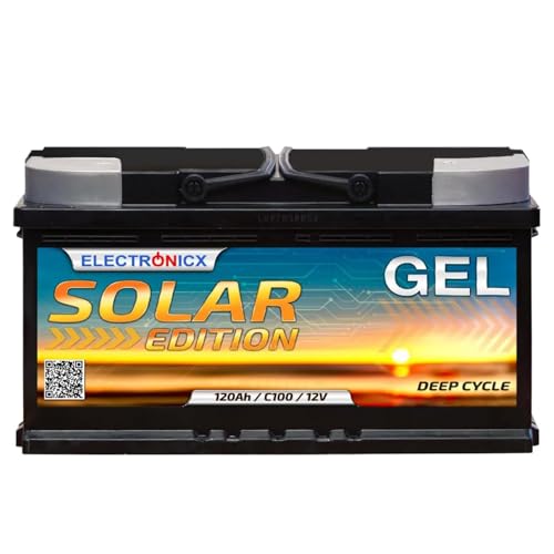 Electronicx GEL Solarbatterie 12V 120Ah – Deep Cycle wartungsfreie Versorgungsbatterie für Wohnmobil, Wohnwagen, Boot, Gartenhaus, Solaranlage, Camping, Off-Grid Stromspeicher