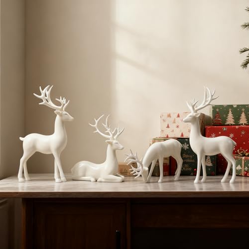 Generisch 2 Stück Rentier Figur Weihnachts, Hirsch Figur Skulpturen...