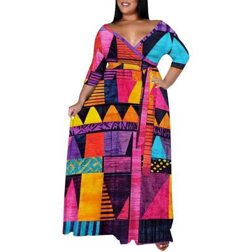 Image of SUZONANA Women's Plus Size Maxi Dresses Casual Loose Short Sleeve Long Maxi Dress with Belt Wedding