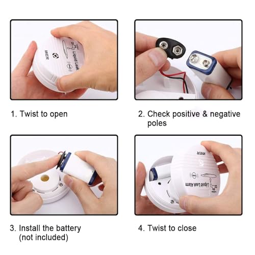 WER-Water-Leak-Alarm-Sensor-Battery-Operated-Leak-Alert-90dB-Water-Detector-for-Basements-Bathrooms-Laundry-Rooms-Kitchens-Garages-and-All-Office-Areas-Shipped-Without-Battery-4-Pack