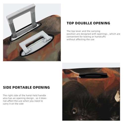 Black Kitten Witch Hat Pumpkin Elastic Travel Luggage Covers Dustproof Scratch-Resistant Suitcase Protector Fit 22-24 Inch3