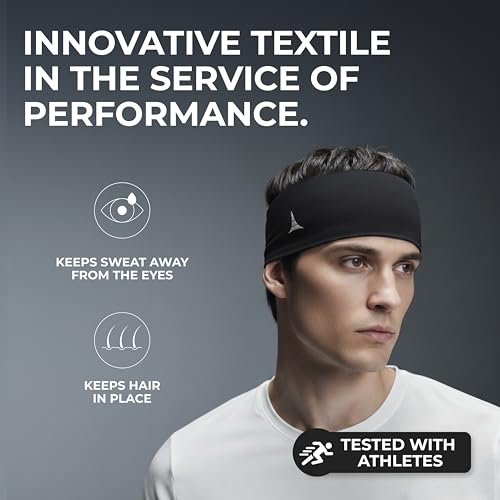 Image of French Fitness Revolution - Stretchy Sports Headband for Men & Women - Guys Sweatband for Running, Cycling, Basketball, Yoga, Fitness - Moisture Wicking Workout Hairband - Made in Europe