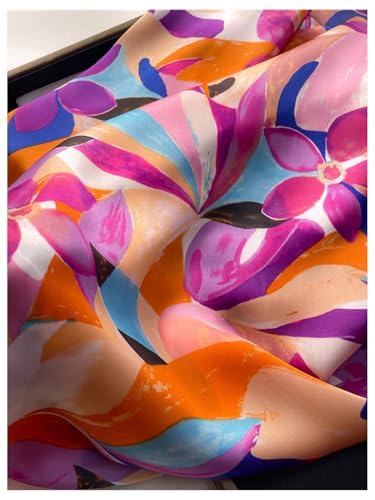 Floerns Women's Square Scarf Floral Satin Headscarf Lightweight Hair Wrap Bandana4