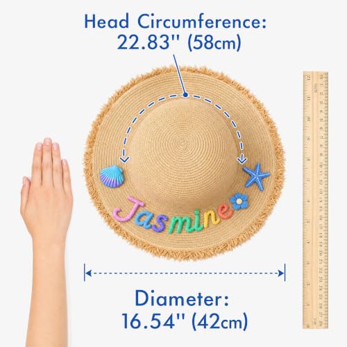 Customizable Wide-Brim Straw Sun Hat for Women – Personalized Beach hat; a for Mothers, Sisters, or Wives; a Travel and Beach Vacation Essential. Tan — view 5