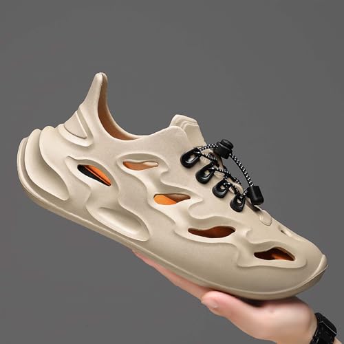 Men's Comfortable Sole Non Slip Slippers Suitable for Indoor/Outdoor, Beach Gym Travel Adjustable Sandals(Khaki,8.5)4