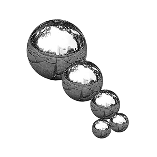 GALPADA Hollow Ball Decor 5pcs Stainless Steel Balls Mirror Polishing Garden Decorations for Outdoor