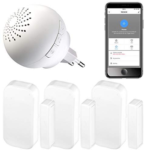 VisorTech Gateway: 4-teiliges WLAN-Alarmsystem für Funkgeräte, 3X Fenster-/Türsensor, App (Fenster Alarmanlage mit App, Alarmanlage Häuser WiFi, Steckdose Schalter)