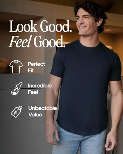 Image of True Classic Mens T-Shirts - Curved Hem or Pocket Tee, Mens Drop Cut Lounge /Sleep or Heavyweight Tshirt