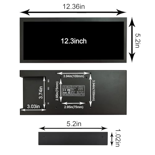 Image of VSDISPLAY 12.3'' Advertising LCD Monitor 1920X720 IPS Stretched Bar Display | Small Digital Signage Display Supports USB Input Auto Copy Autoplay